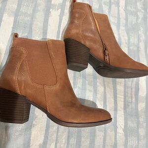 Lucky Brand Brown Ankle Booties with Elastic Panels